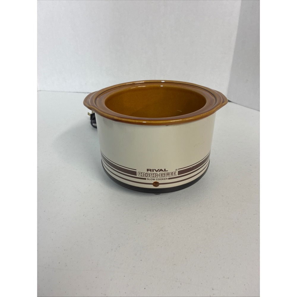 Vintage Rival Crock-Ette Slow Cooker 1 Quart Cream Brown Retro 3100/2